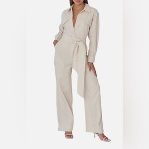 BOA. Because of Alice Linen Wide Leg Jumpsuit Speckled Cream